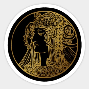 Art nouveau gold silhouette lady 5 Sticker